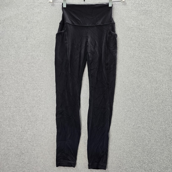Lululemon Women Activewear Pants 4 Black Align High Rise Pockets 25" - Picture 1 of 10